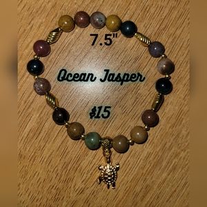 Ocean Jasper w/ Turtle Charm Bracelet